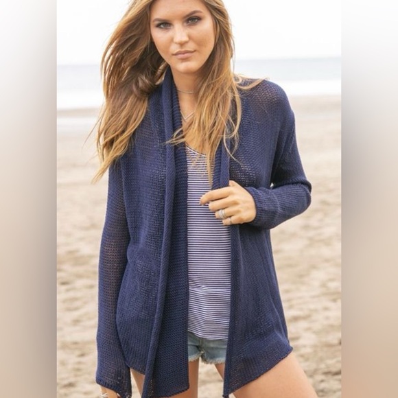 Wooden Ships Sweaters - ⭐️ Anthropologie Wooden Ships Blue Wrap Open Cardigan Mohair Wool SMALL/MEDIUM